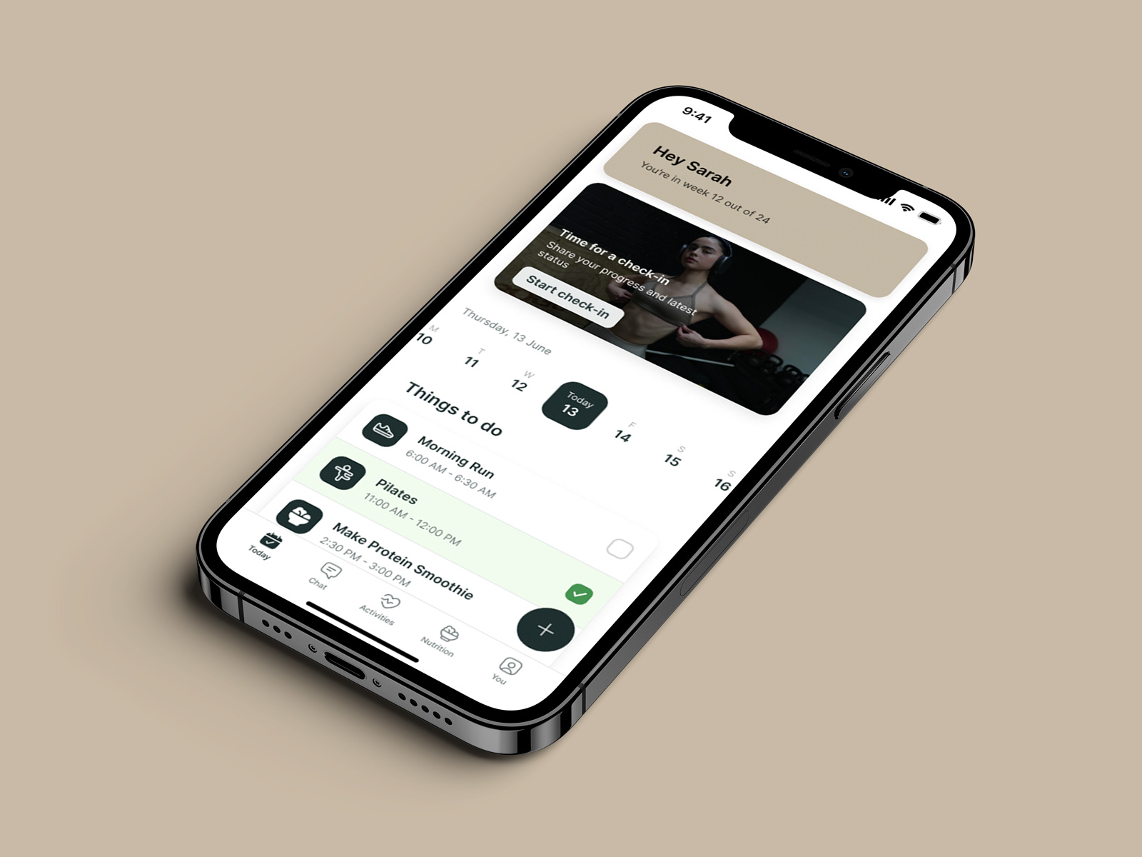 A mockup of the coaching app showcasing the features.